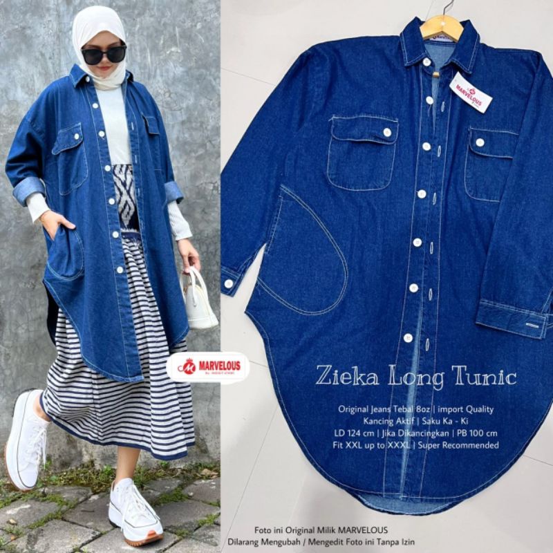 Zieka Long Tunik by Marvelous Long Tunik Jeans Jumbo