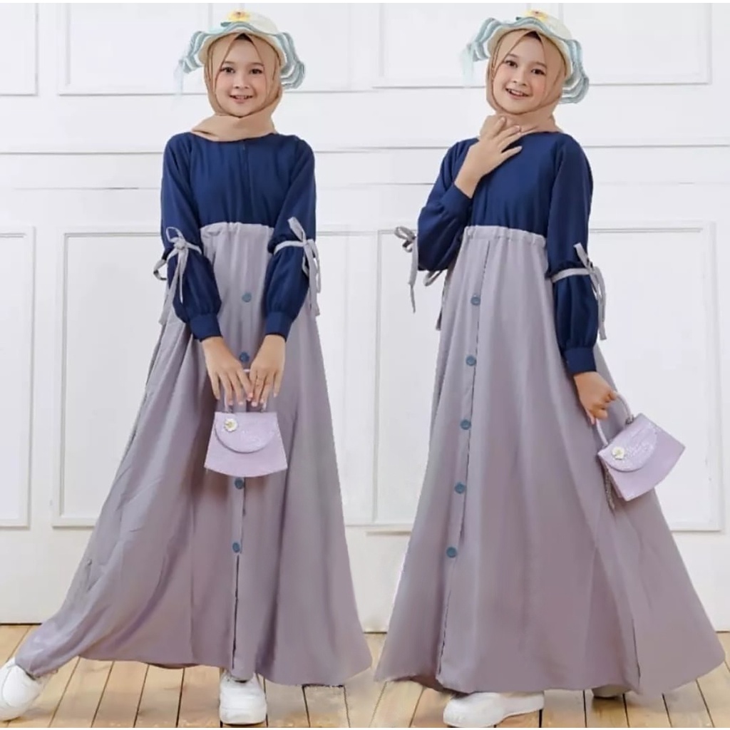 FenishaStore GAMIS ANAK TANGGUNG MAXI ZAINA KIDS USIA 12-14 TAHUN