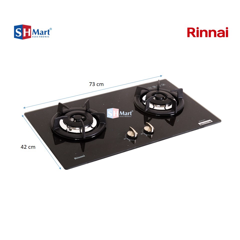 RINNAI KOMPOR GAS TANAM 2 TUNGKU SHINING BLACK RB-2GHC.SB(MEDAN)