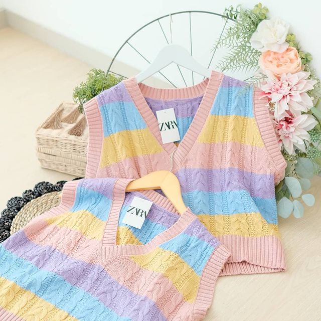 [COD] Rompi Candy Cable Vest /  Knit Premium / Rompi Rajut Wanita Oversize
