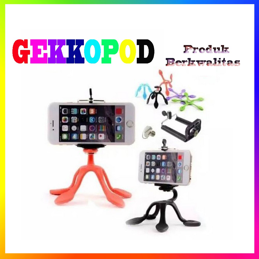 Holder Handphone Tripod Fleksibel Model Gurita / Lazypod Leher / Gekkopod / Broadcasting Stand