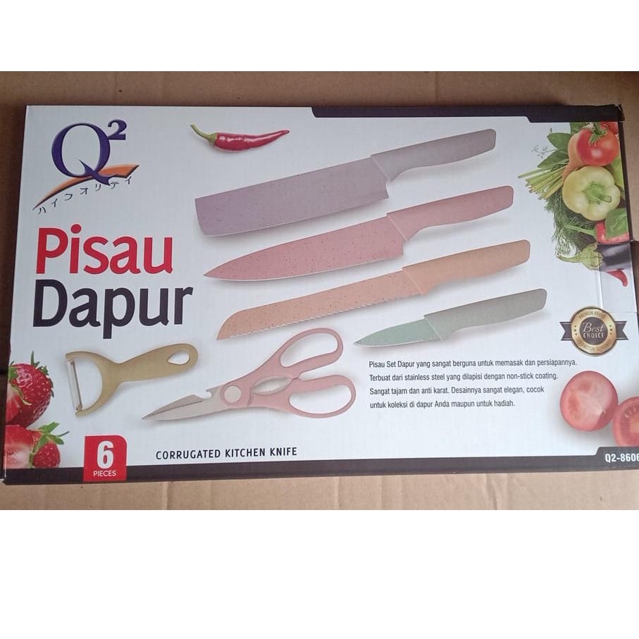 PISAU JERAMI / PISAU SET 6 IN 1 / PISAU JERAMI KERAMIK / PISAU  MULTIFUNGSI KITCHEN KNIFE STAINLESS GANDUM Q2-8606