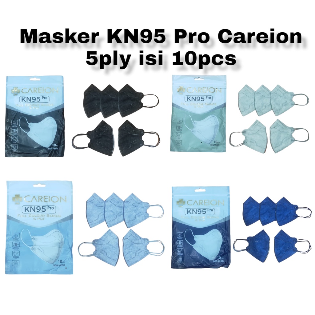 MASKER KN95 PRO CAREION EARLOOP 5PLY ISI 10PCS MASKER KN95 CAREION KN 95 PRO DEWASA WARNA WARNI ISI 10PCS