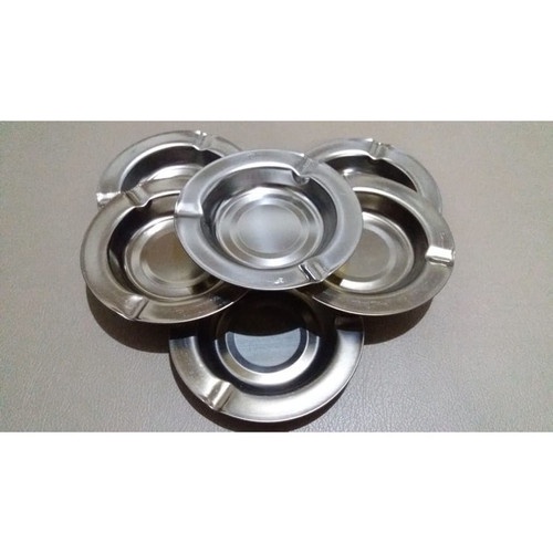 Asbak Rokok Bahan Stainless Bulat Diameter 12cm