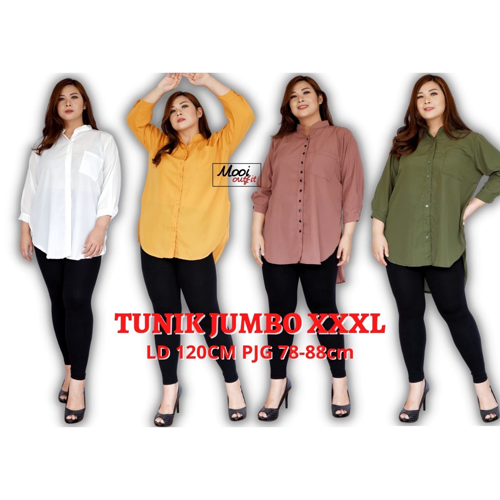 Kemeja Tunik Jumbo Terbaru / Tunik Kemeja Krah Shanghai Kekinian / Tunik Jumbo Xxxl Ld 120 Modern / Tunik Jumbo Busui / Baju Tunik Jumbo / Tunik Jumbo Ld 130 / Tunik Wanita Jumbo  / Tunik Wanita Terbaru Kekinian / Tunik Kemeja Wanita Jumbo Murah