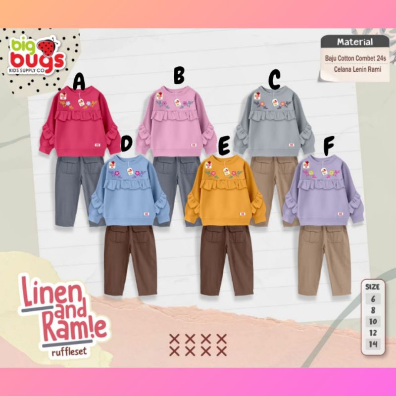 Ready Linen and Ramie Ruffleset size 6-14t by Big Bugs