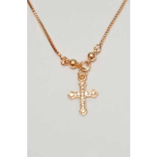 RAL34. Kalung xuping anak anak lapis emas dgn mata zircon ukuran 35 cm koye model salib