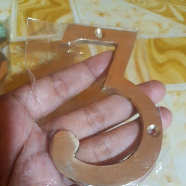 4 Nomor Angka Apartmen Rumah Toko Kuningan / Brass Number No. 3