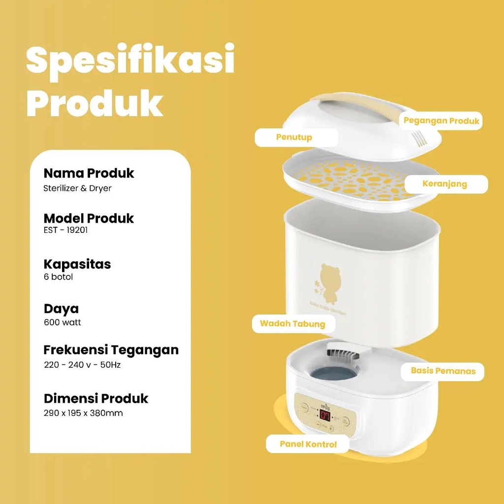 Makassar - EMILY Sterilizer &amp; Dryer | Pengering Botol Bayi | Sterillizer Uap