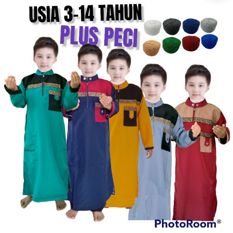 AL-IKHWAN/JUBAH ANAK  LIST GOLD USIA 3-14 TAHUN/ GAMIS PAKISTAN ANAK