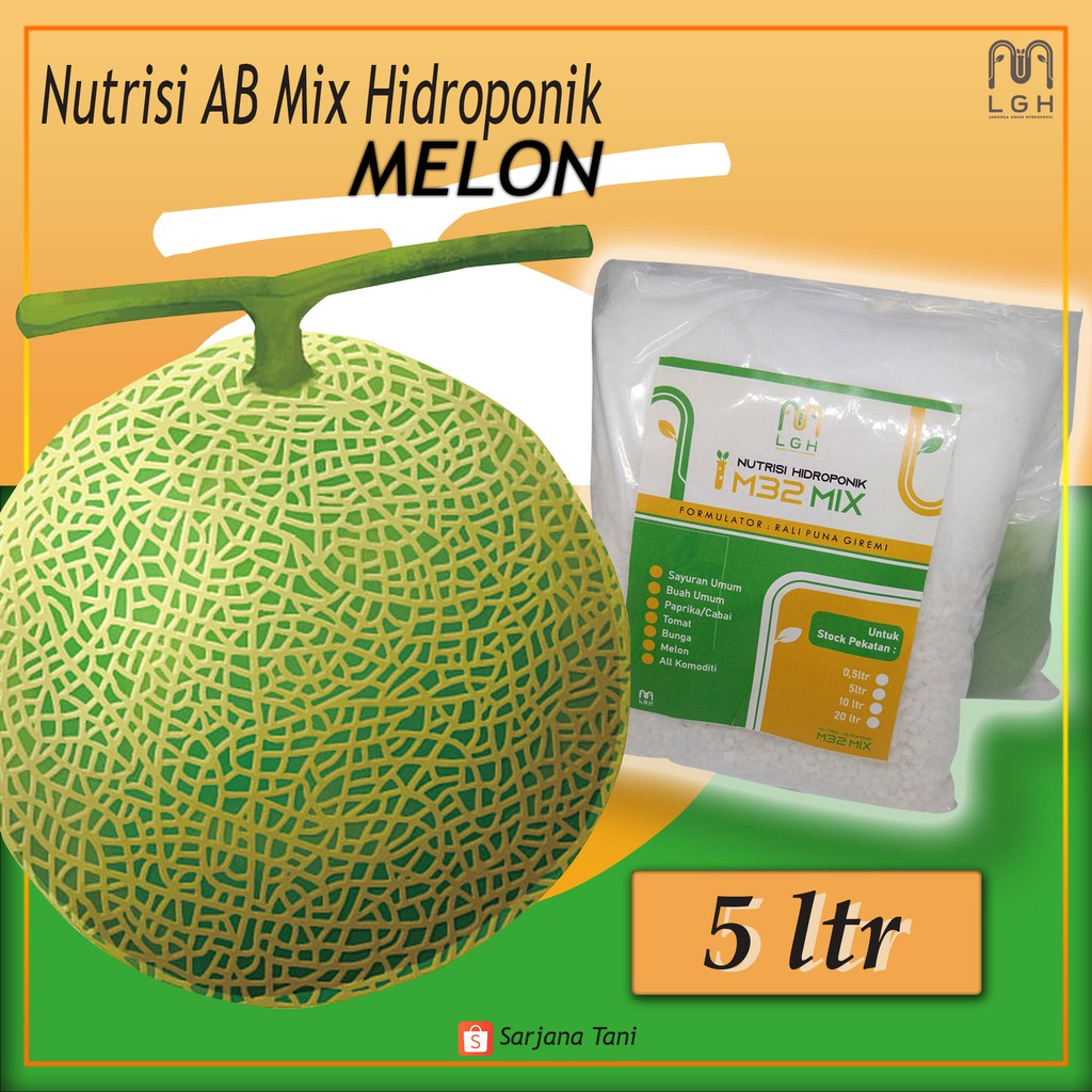 Nutrisi AB Mix/Pupuk Hidroponik M32 Mix [Melon] Pekatan 5 liter
