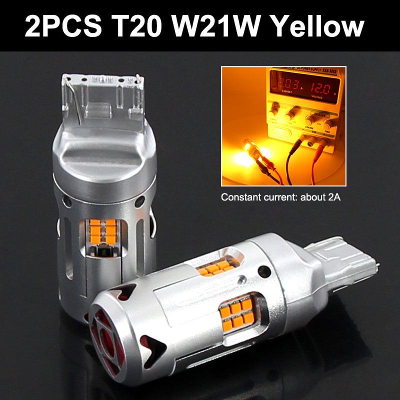 2pcs Lampu LED Canbus T20 WY21W 7440 7440NA 1156 P21W Bau15s 7507 PY21W Warna Kuning