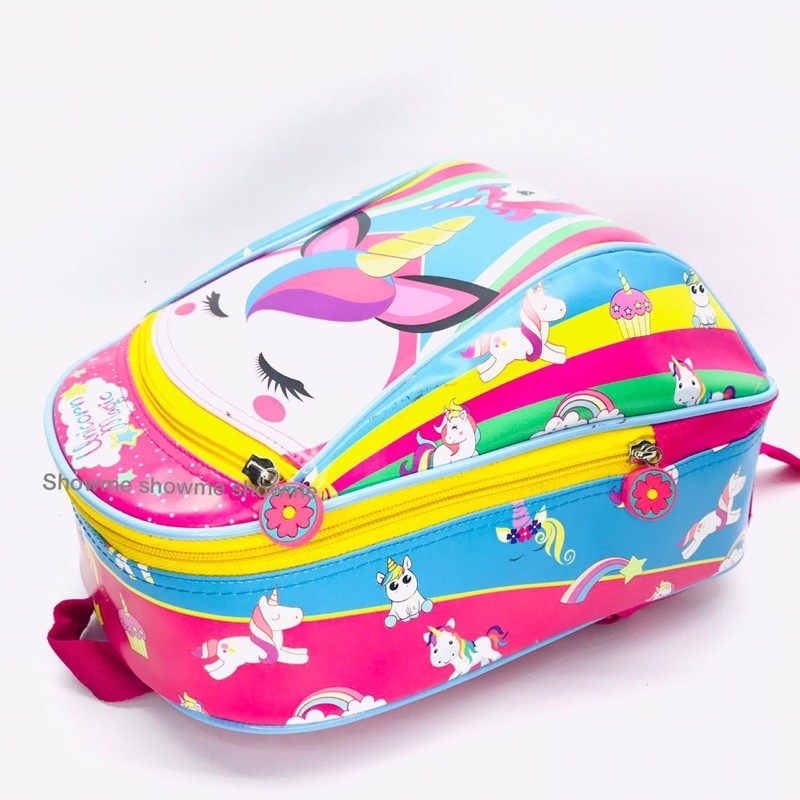 SHOWME Promo Tas Ransel Anak Sekolah PAUD - TK - PG  Kualitas PREMIUM - UNICORN FUCHSIAMAGIC CUTE