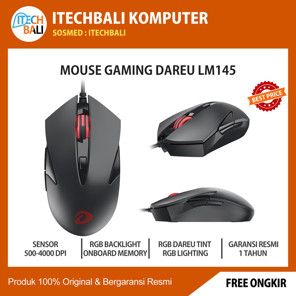 Mouse DAREU LM145 Gaming 4000dpi | ITECHBALI