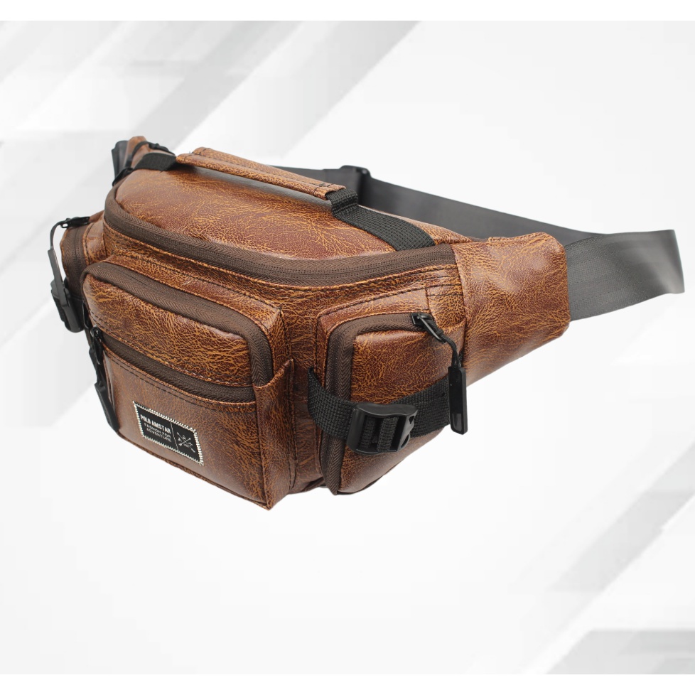 Tas Selempang Kulit WATERFROOF Original Polo Amstar Bahan PU Leather Best Quality Tas Pinggang Waistbag Waterproof Tas Tactial Tas Outdoor Tas Pria Wanita