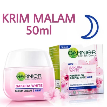 GARNIER SAKURA WHITE SLEEPING MASK NIGHT CREAM | KRIM MALAM - 50ml