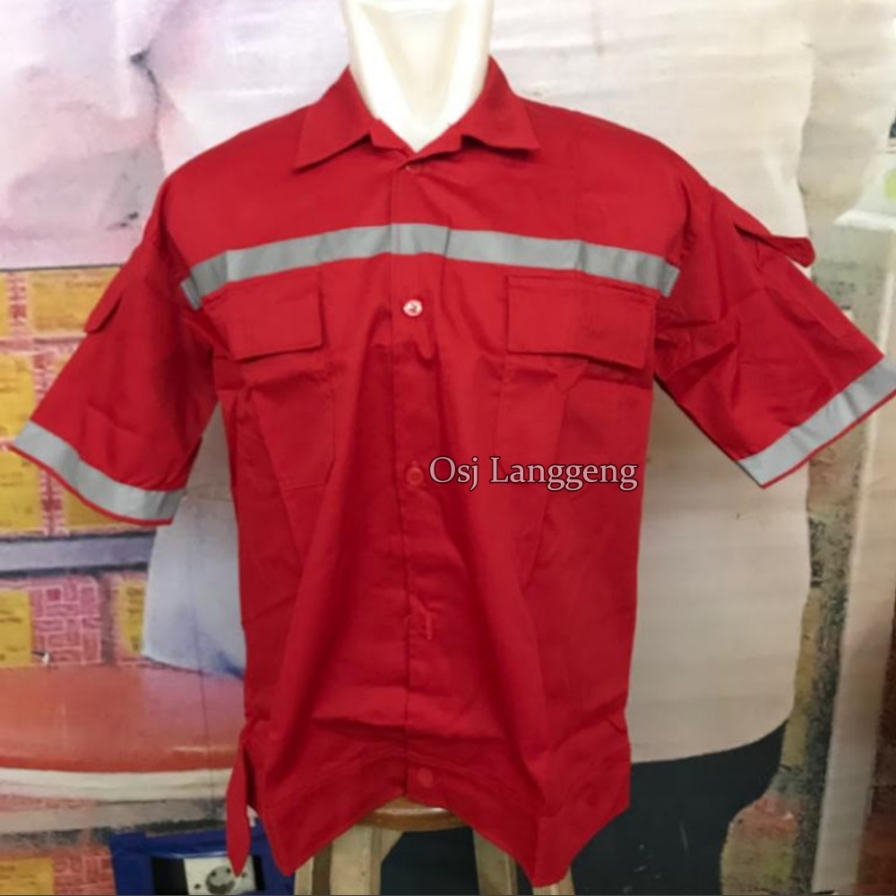 Baju Atasan Lengan Pendek Warna Merah / Baju Atasan Safety Merah