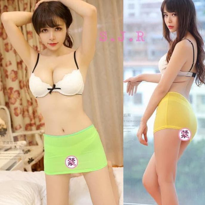 SALE MINI SKIRT ROK MINI TRANSPARAN - MERAH MUDA, M L HOT