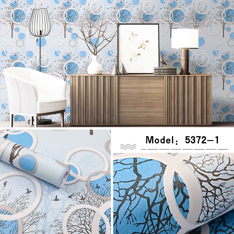 Wallpaper Sticker Burung Polkadot Biru