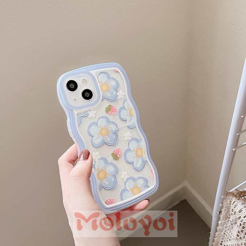 Soft Case Motif Bunga Strawberry Untuk iPhone 11 12 13 14 Pro MAX 6 6s 7 8 14 Plus XR X XS MAX SE 2020