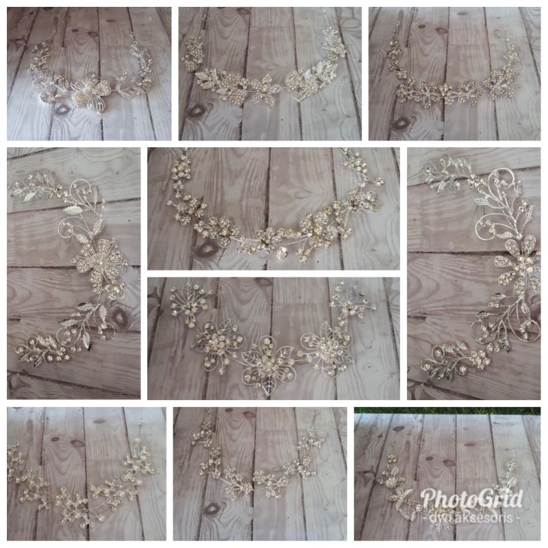 Headpiece mutiara Hiasan sanggul kawat lentur hiasan kening/dahi aksesoris sanggul