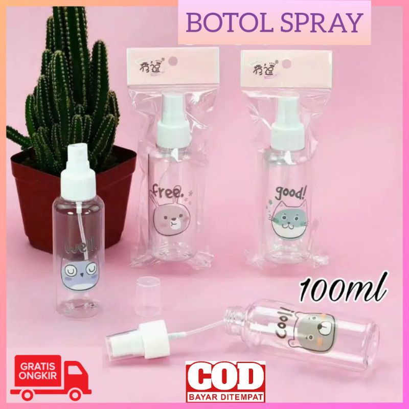 Botol Spray Karakter Animal binatang Bahan Plastik Tebal Kapasitas 100 ml