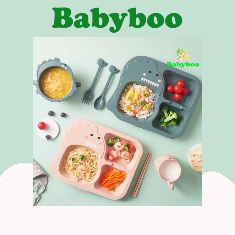 Piring Makan Set Anak Model Dino/Mangkuk Gelas Anak/Peralatan Makan Set Anak Dinosaurus