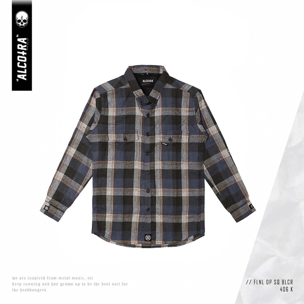 FLANEL DP SQ BLCR // FLANEL SQUARE BLUE CREAM KANTONG DUA