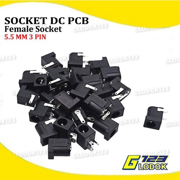 Soket DC 2.1 x 5.5 mm 3 Pin Female Mount PCB Power Socket Plug In Jack