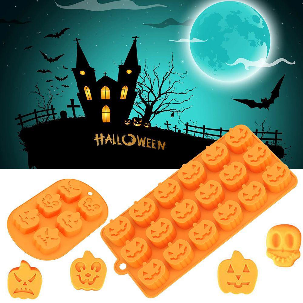 Solighter Halloween Cetakan Coklat Rumah Buatan Tangan Membuat Kue Ice Tray DIY Craft Pumpkin Bat Skull