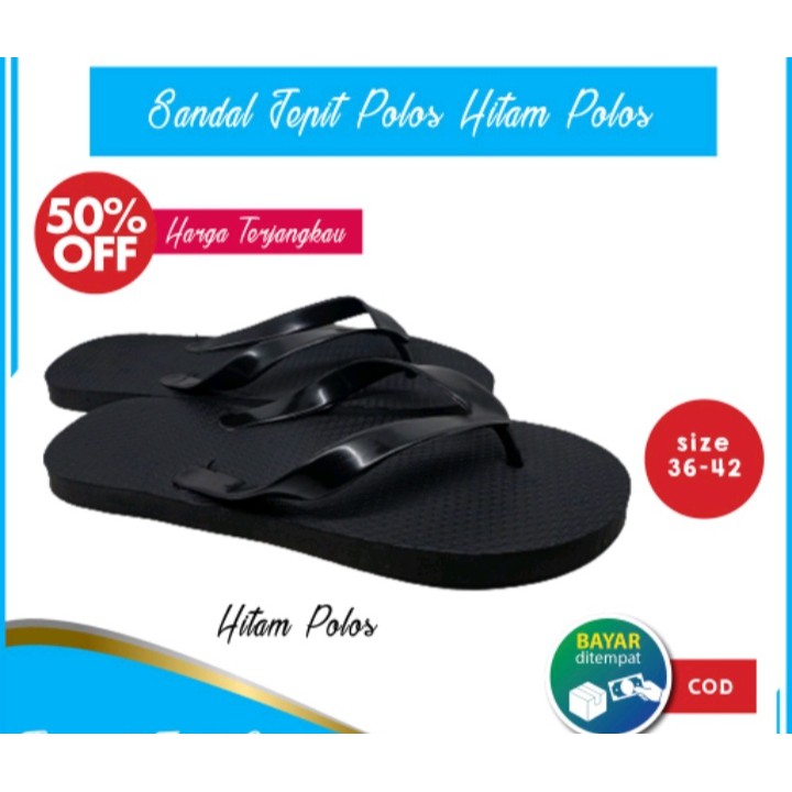 Sandal jepit hitam polos