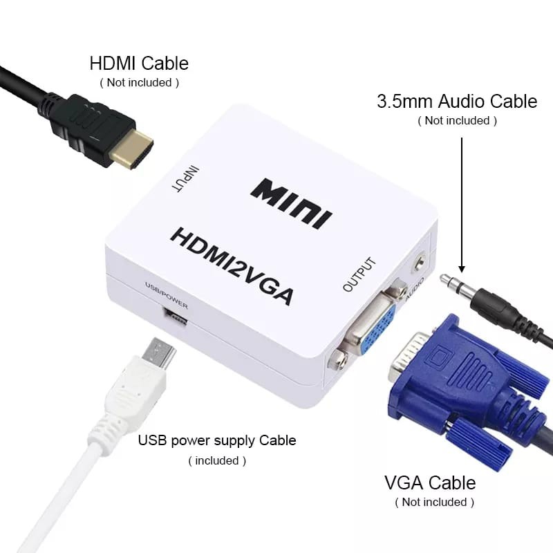 Converter HDMI to VGA mini box with Audio - Full HD 1080p Kabel HDMI2VGA mini box