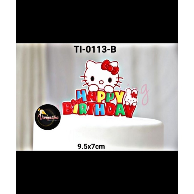 Cake Topper Happy Birthday/Hiasan Kue Hello Kitty