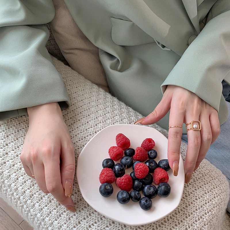 Cincin Mutiara Imitasi Bentuk Kotak Adjustable Gaya Korea Untuk Wanita