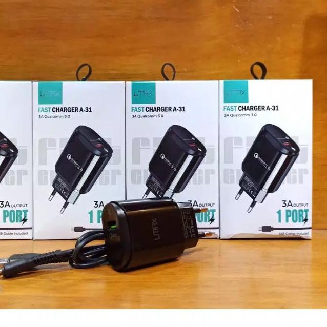 ✭ Charger UMAX A31 Charger UMAX Fast Charger A-31 3A Qualcomm 3.0 GARANSI ♠