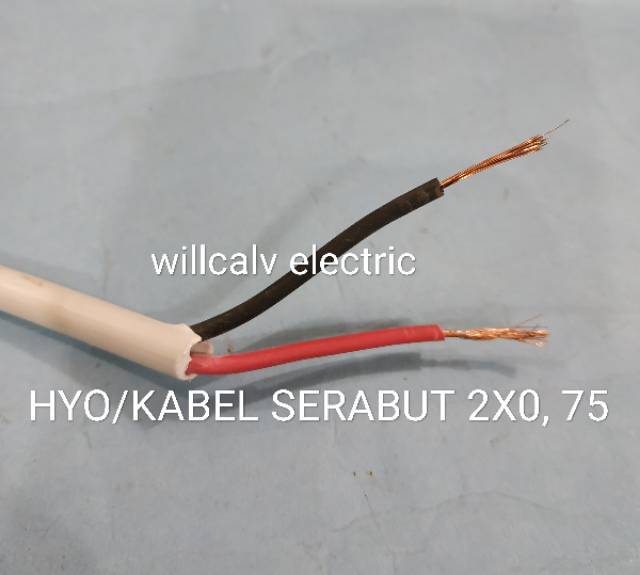 KABEL ISI 2 SERABUT HYO 2X0.75 PUTIH - KABEL SERABUT ISI 2 HYO 2X0.75 PUTIH HARGA PER ROLL 50 METER