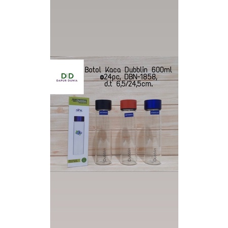 Botol air kaca dubblin 600ml / 800ml / 1000ml