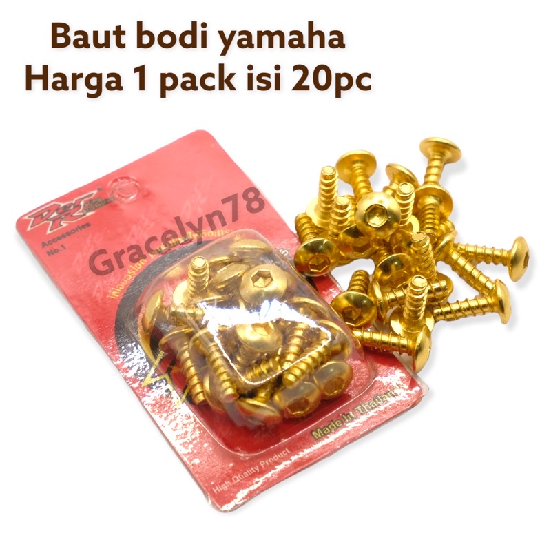 baut body probolt yamaha gold DER THAILAND kunci L harga 1 pack isi 20