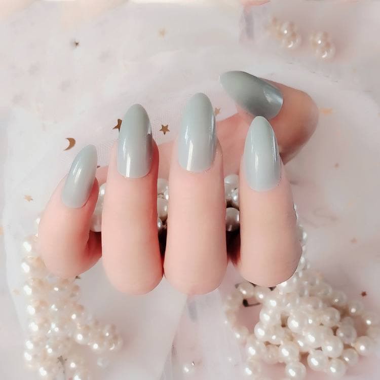 ASK Kuku Palsu False Nail Art Nude Almond Drop Shape Press On Fake Fingernail Stilleto 24pc kUKU-02