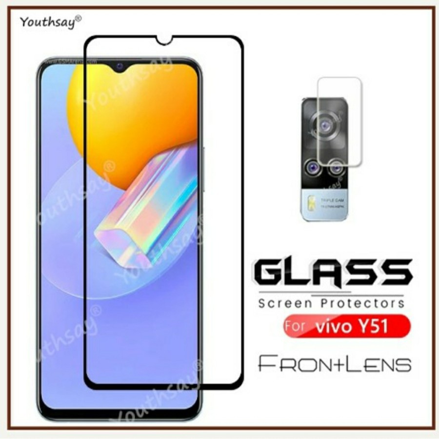 Tempered Glass 9D VIVO Y51 2020 + Tg Lensa Camera 2in1