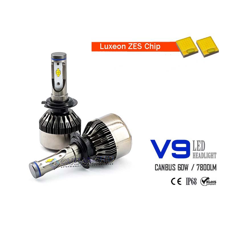 Lampu LED Mobil V9 Luxeon ZES H7 H11 60W 7800LM CANBUS Headlight