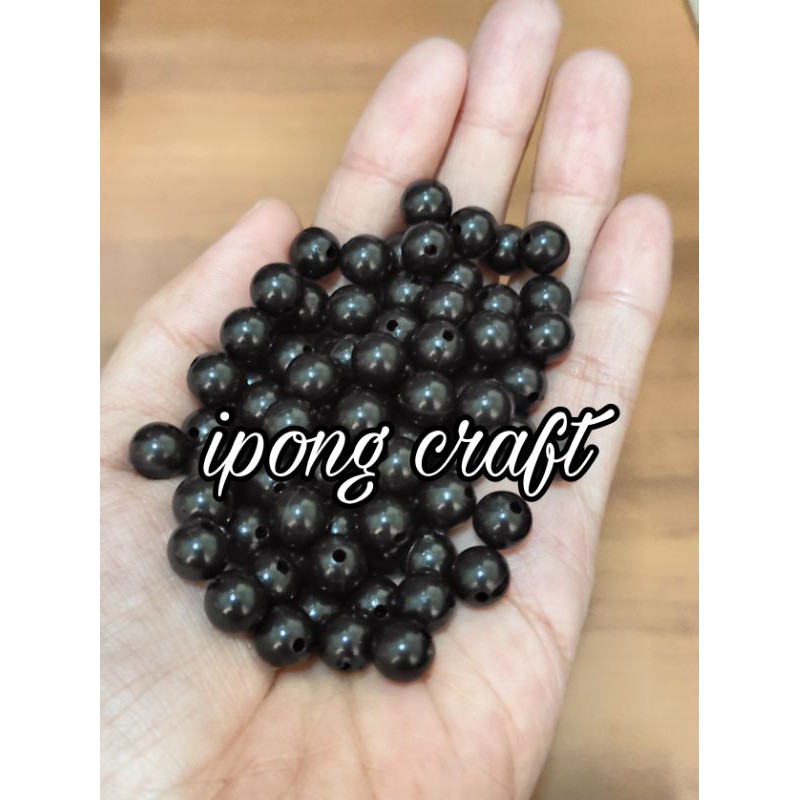 Mote Bulat Hitam 8mm / Manik-manik 8mm /Mote Susu