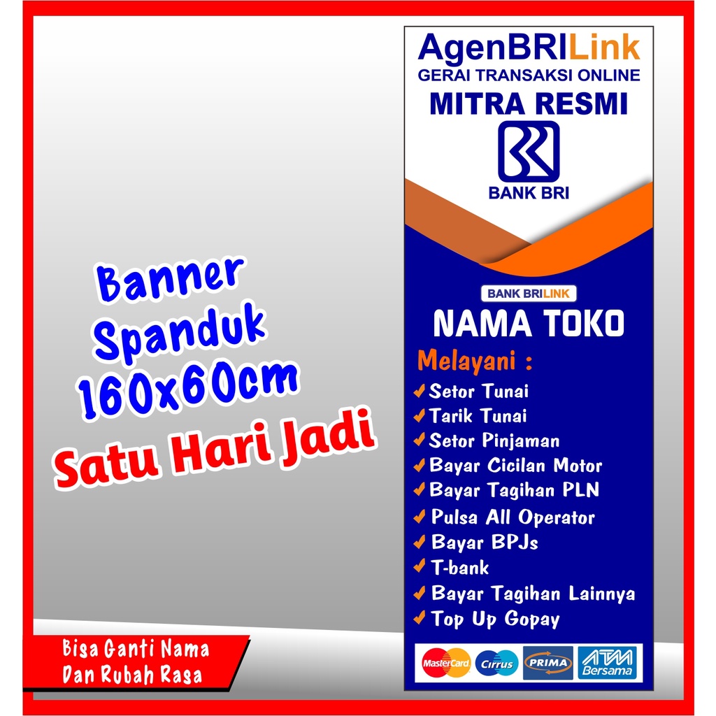 Banner Agen BRILink, Spanduk Agen BRILink 160x60 cm COD
