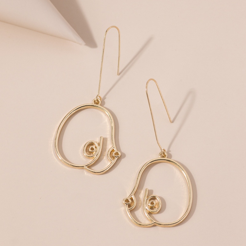 SIY  3 Pairs Abstract Lady Breast Statement Hoop Earrings Female Body Boob Earrings