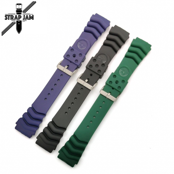 SKO Tali Strap Jam Tangan Universal Style Seiko 20mm 22mm Rubber Silikon Silver Stainless Steel Buckle