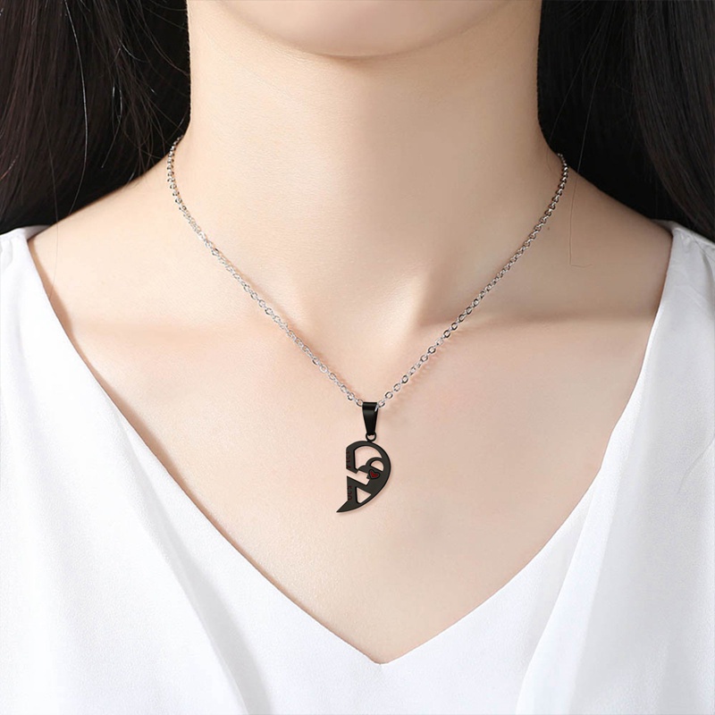 Fancyqube 2pcs Kalung Dengan Liontin Bentuk Kunci Hati Warna Ganda Untuk Hadiah Valentine