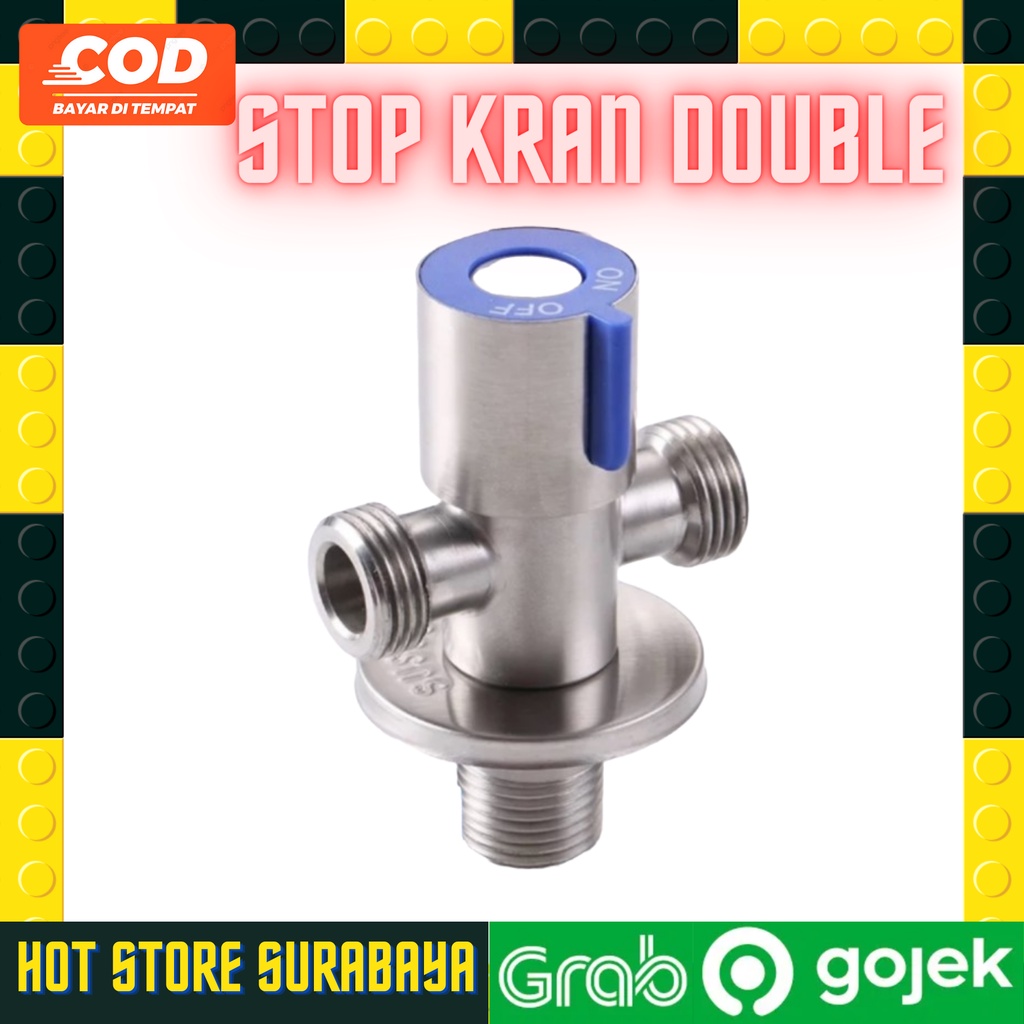 Stop Kran Kloset 2 Cabang Double Stainless Jet Shower SUS304 / Keran / Kran Cabang T Double / Stop Keran Stainless