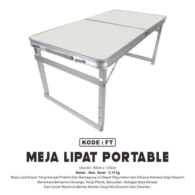 Meja Belajar Lipat Portable Putih Koper Ukuran Besar. Kaki Kotak Juraganshop89
