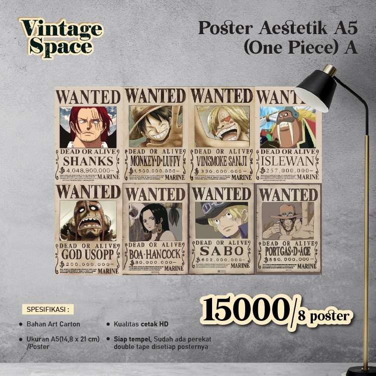 Poster One Piece (A) Anime Ukuran A5 / Poster Aesthetic A5