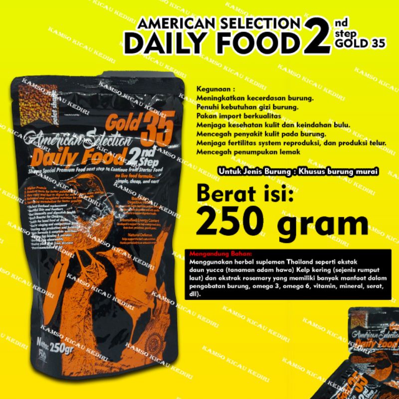VOER AMS AMERICAN SELECTION STEP 2 VOER BUTIRAN STEP2 250gr PAKAN BURUNG MURAI/ BURUNG PEMAKAN SERAN